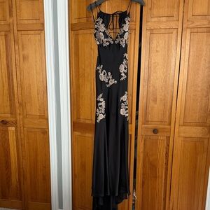 Niki Lavis Black Dress with Gold Embroidery